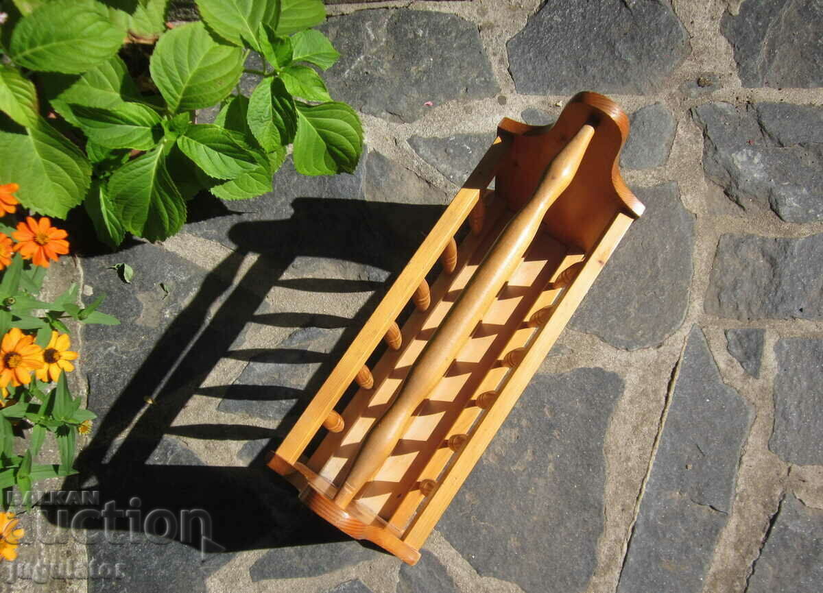 vintage wooden stand newspaper and magazine rack with price 25.00 BGN | € 12.78