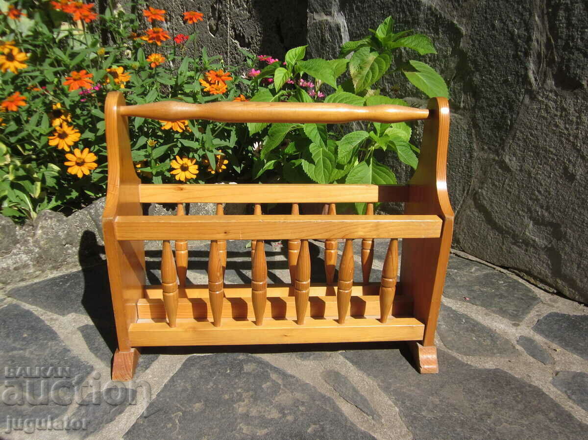Delivery of vintage wooden stand newspaper and magazine rack