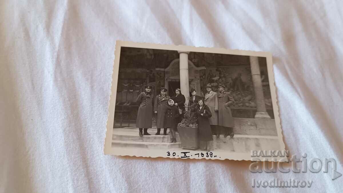 Photo Rila Monastery Officers male women and girl 1939