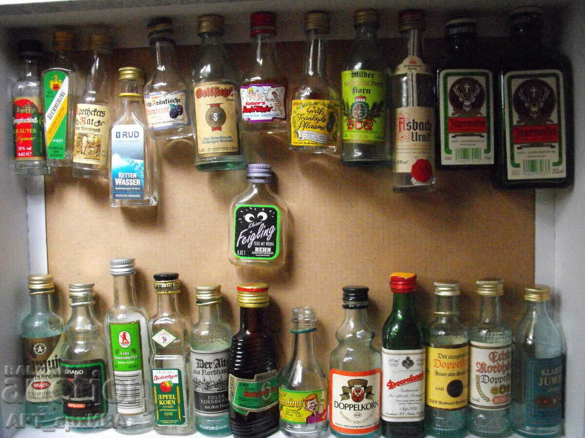 SMALL BOTTLES collection, #2–vodka and brandy from Bavaria and the GDR.