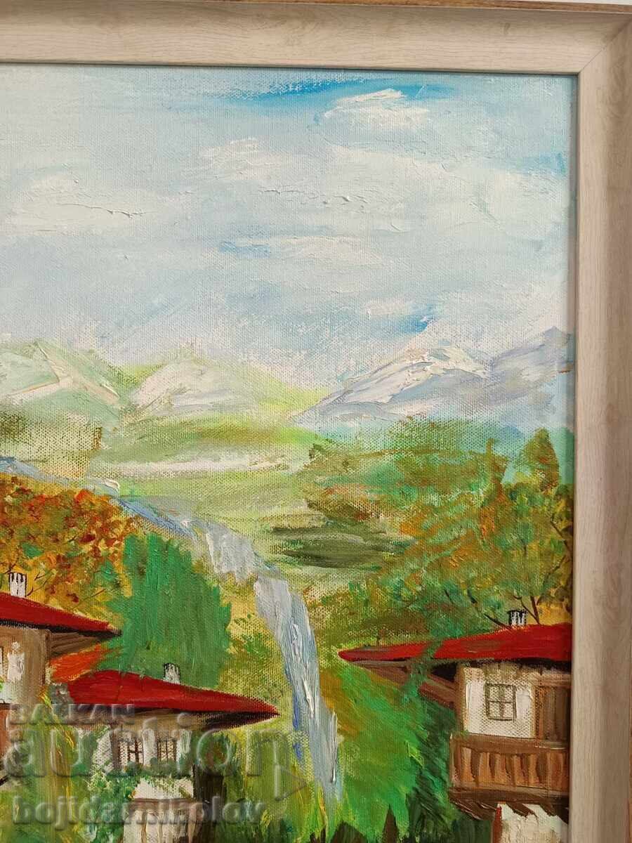 B. Nikolov / Painting 65/45 / Village Houses / Canvas / Certificate with price 145.00 BGN | € 74.14 B. Nikolov / Painting 65/45 / Village Houses / Canvas / Certificate with price 145.00 BGN | € 74.14