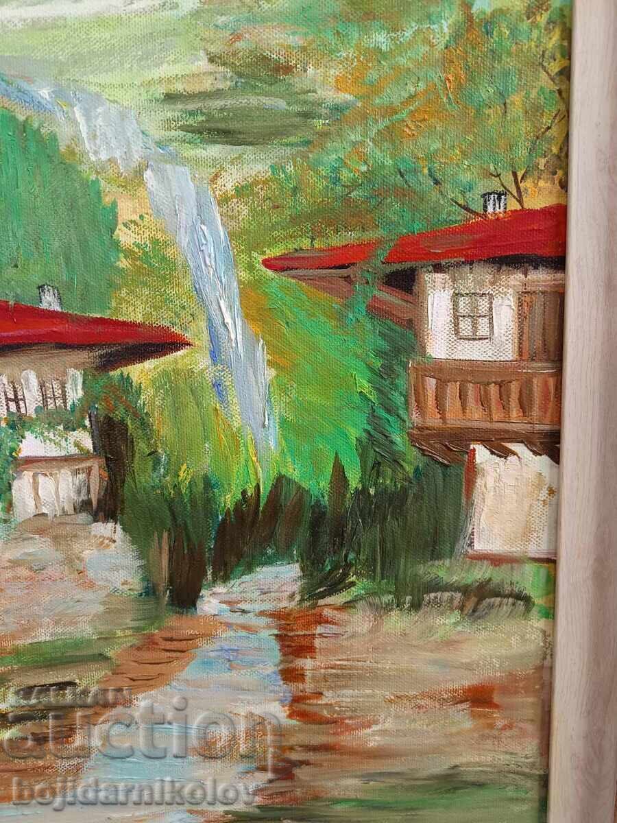 Delivery of B. Nikolov / Painting 65/45 / Village Houses / Canvas / Certificate Delivery of B. Nikolov / Painting 65/45 / Village Houses / Canvas / Certificate