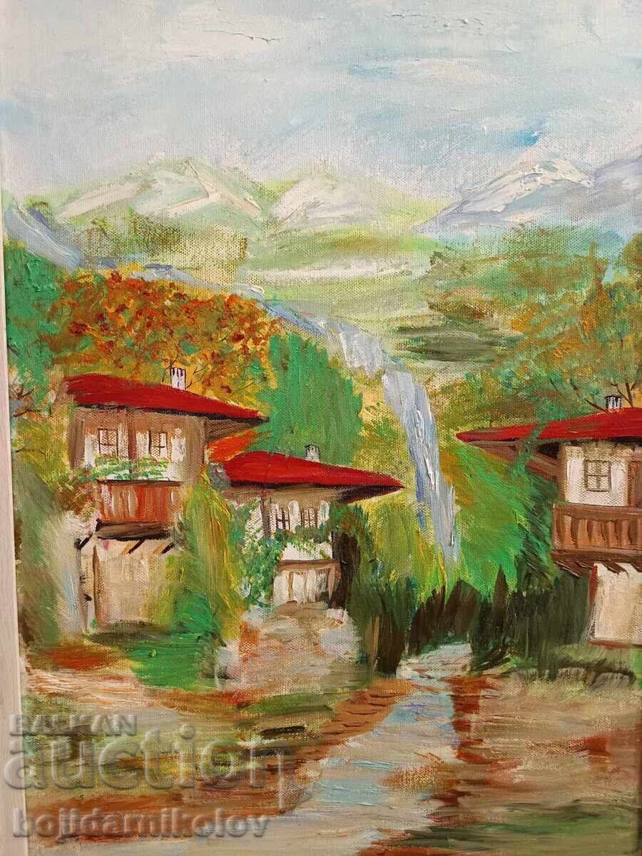 B. Nikolov / Painting 65/45 / Village Houses / Canvas / Certificate - 5 B. Nikolov / Painting 65/45 / Village Houses / Canvas / Certificate - 5