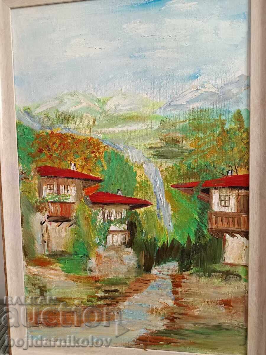 B. Nikolov / Painting 65/45 / Village Houses / Canvas / Certificate B. Nikolov / Painting 65/45 / Village Houses / Canvas / Certificate