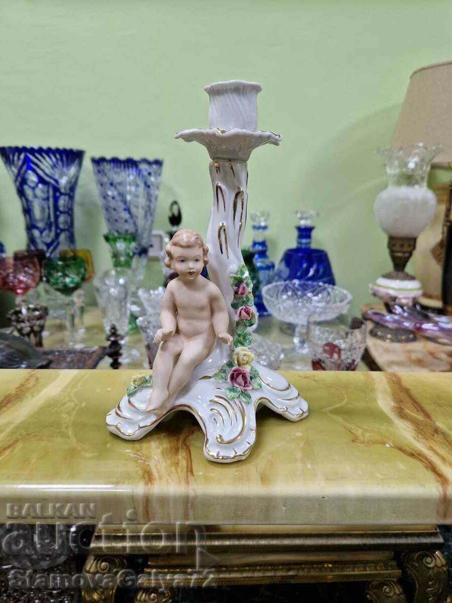 A great antique Dresden porcelain candle holder with price 233.00 BGN | € 119.13