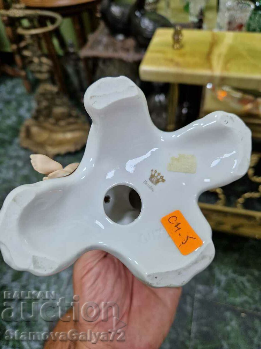 A great antique Dresden porcelain candle holder - 7