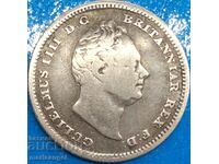 Marea Britanie 4 Pence 1837 Groat Willem IV Argint