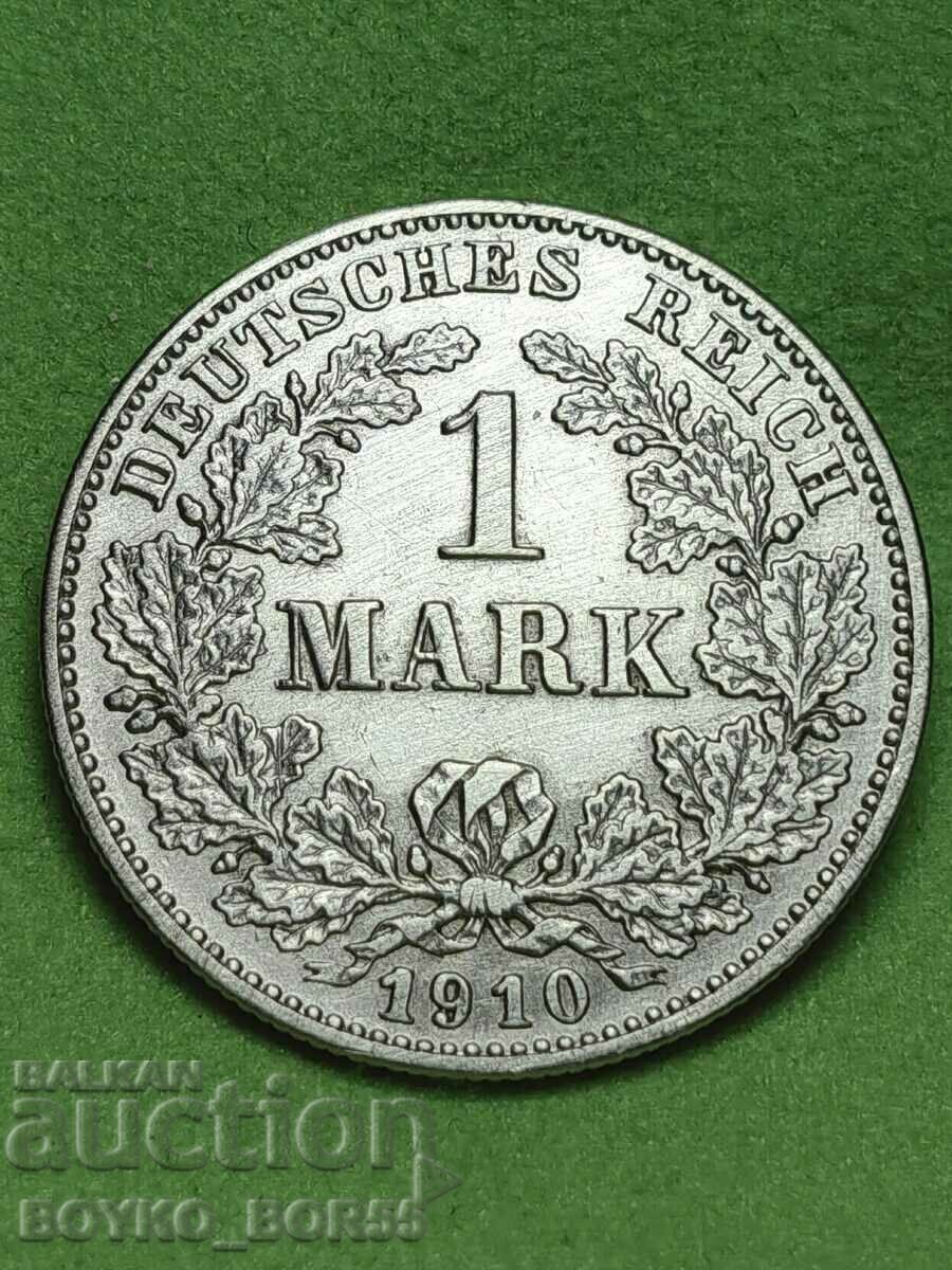 TOP QUALITY MS 63! Silver Coin 1 MARK 1910 G