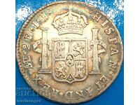 Spanish colony 2 Reales 1693 Peru Carlos IIII 6.74g silver