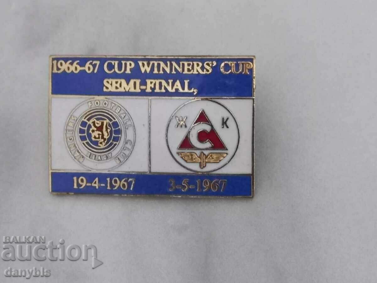 Insigna Fotbal - Glasgow Rangers - Slavia 1967 - Email