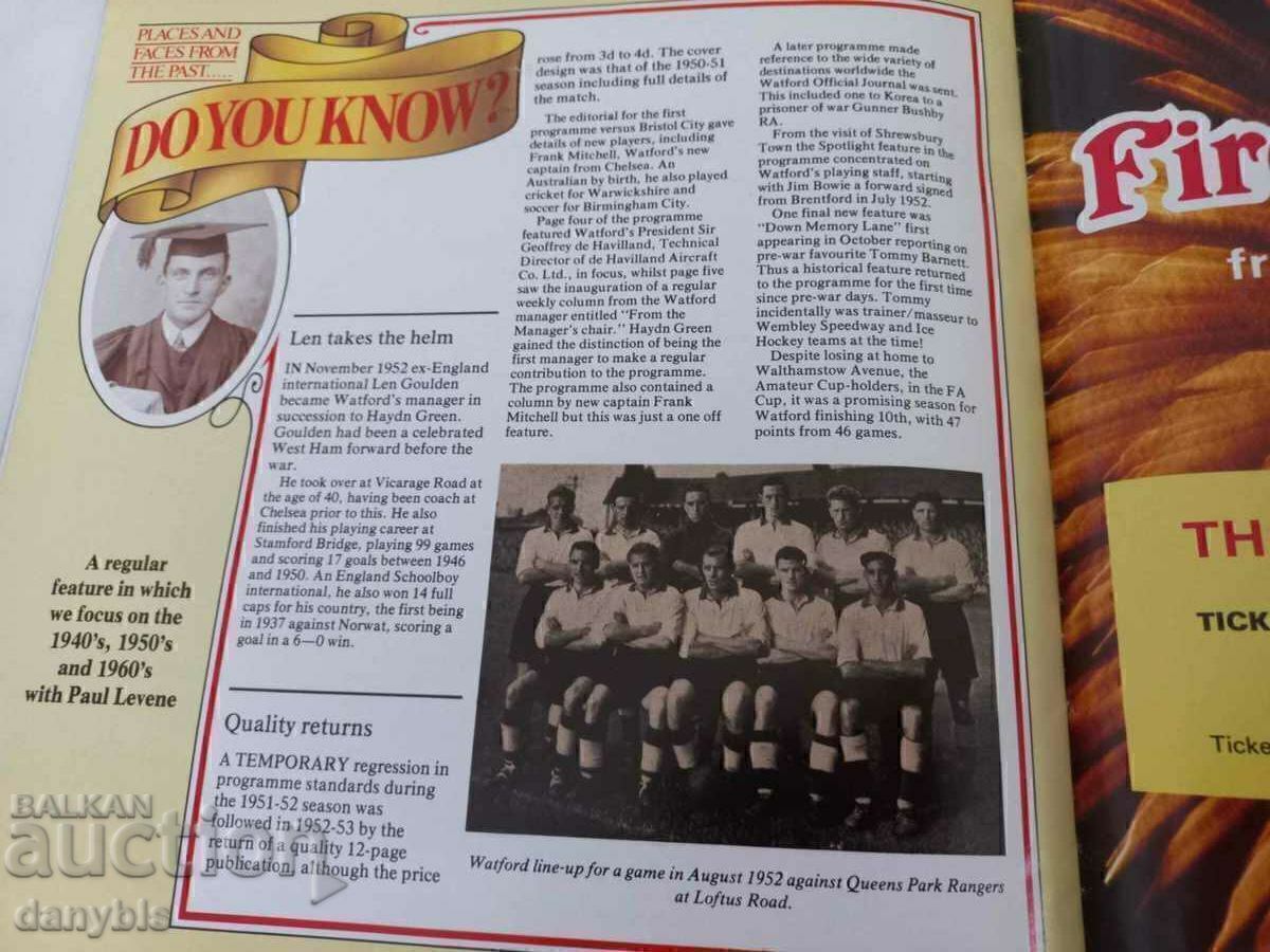 Livrarea Program de fotbal - Watford - Levski - Spartak 1983