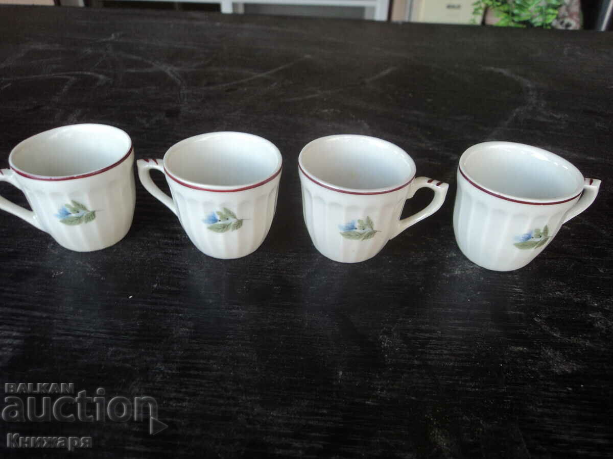 Old porcelain glasses for brandy, 4 pieces