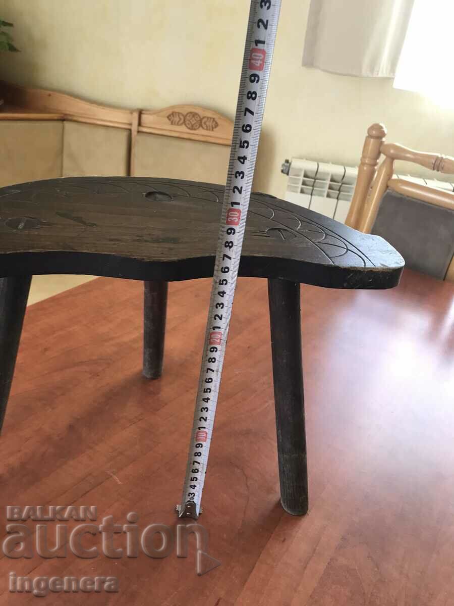 CHAIR THREE LEGGED CHAIR SOLID WOOD ANTIQUE with price 35.00 BGN | € 17.90