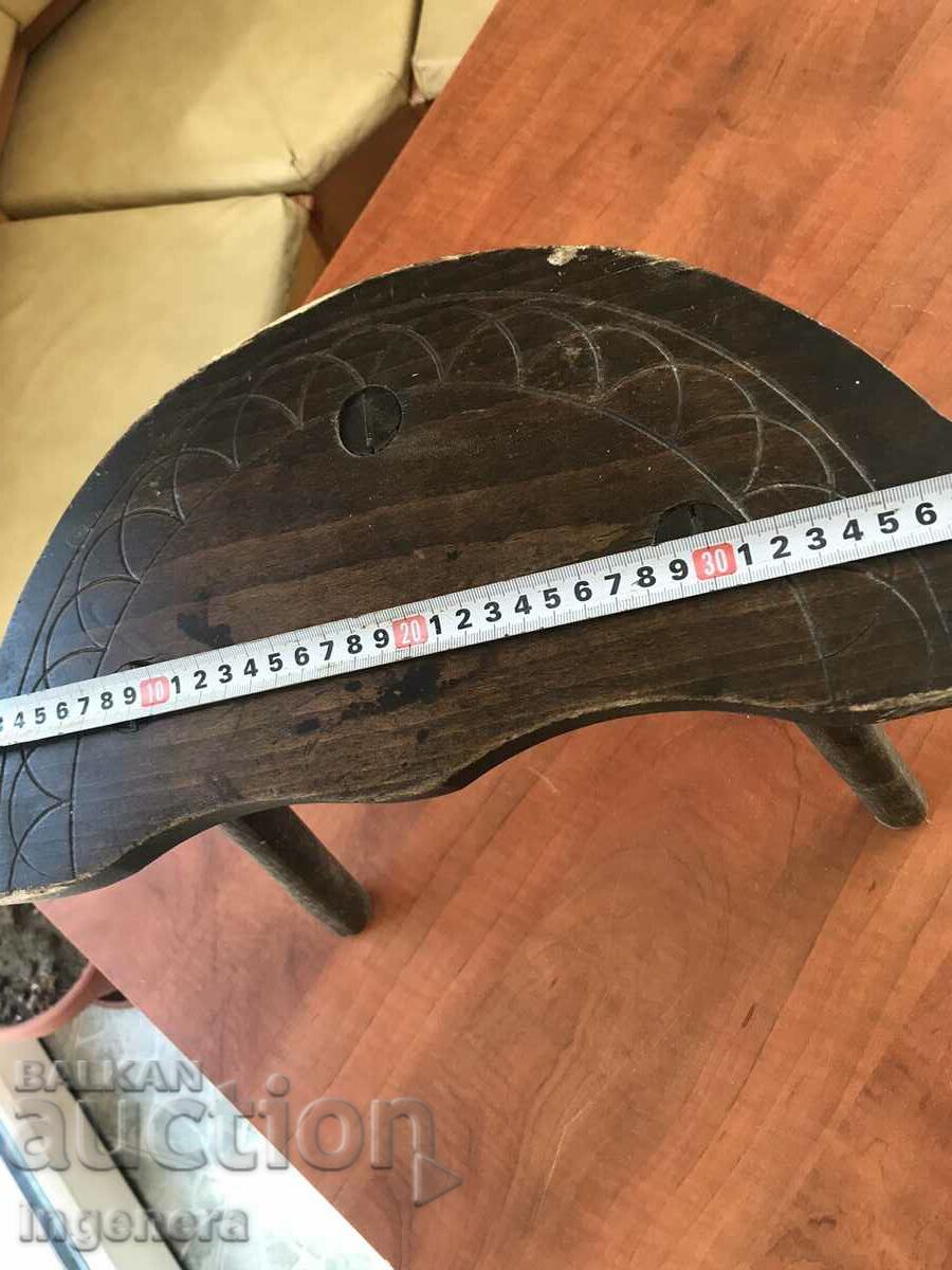 CHAIR THREE LEGGED CHAIR SOLID WOOD ANTIQUE - 5