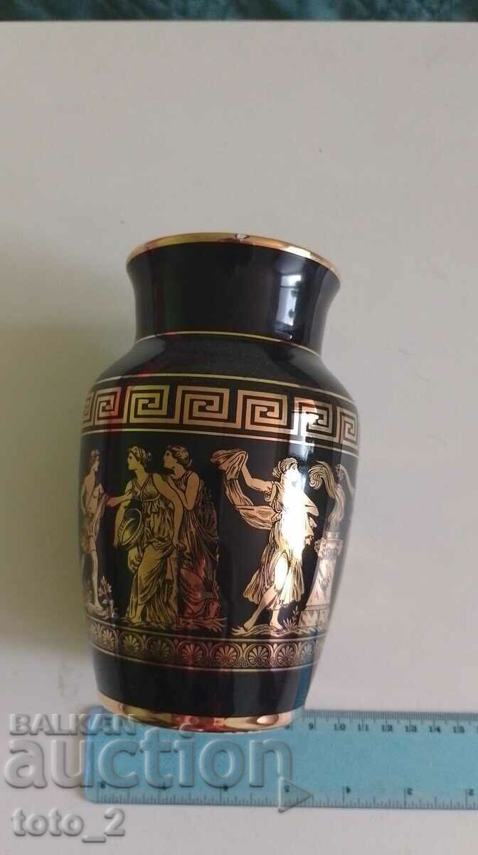 BEAUTIFUL HANDMADE GREEK VASE /24K GOLD/SALE !!