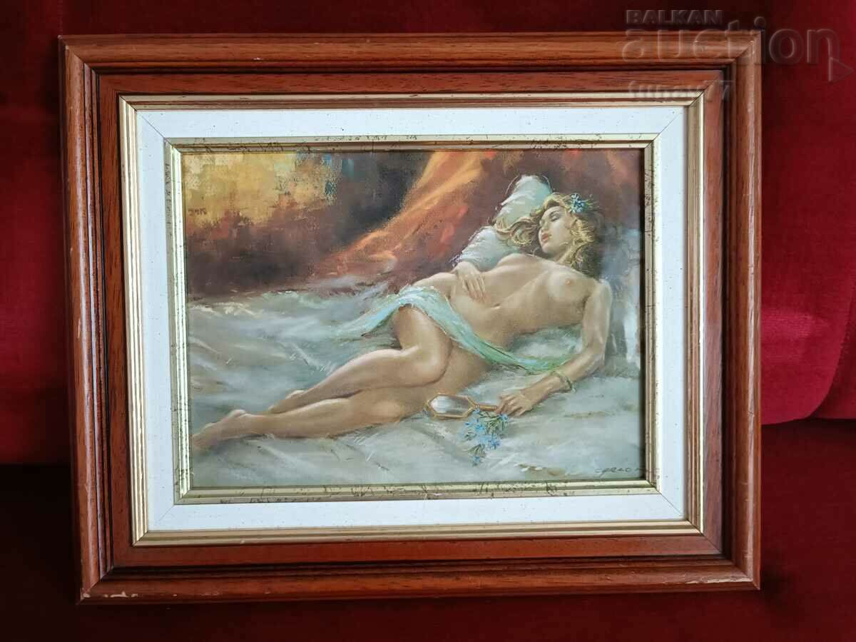 Enamel painting Uniquely beautiful Female body signed