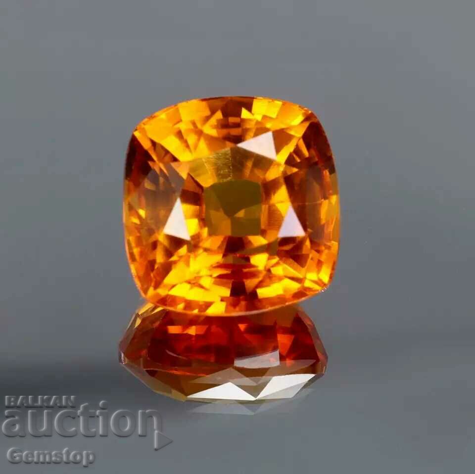 BZC! 7,40 ct pernă safir natural cert.GGL de la 1!