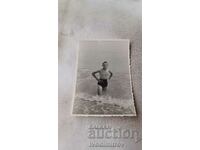 Photo Boy in retro swimsuit on the beach