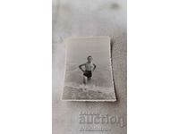 Photo Boy in retro swimsuit on the beach