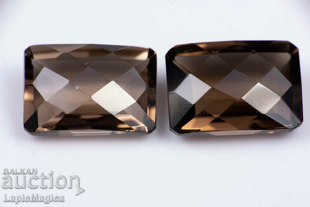 Pair of smoky quartz 14.08ct oktagon cut #1