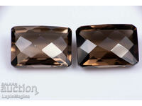 Pair of smoky quartz 14.08ct oktagon cut #1