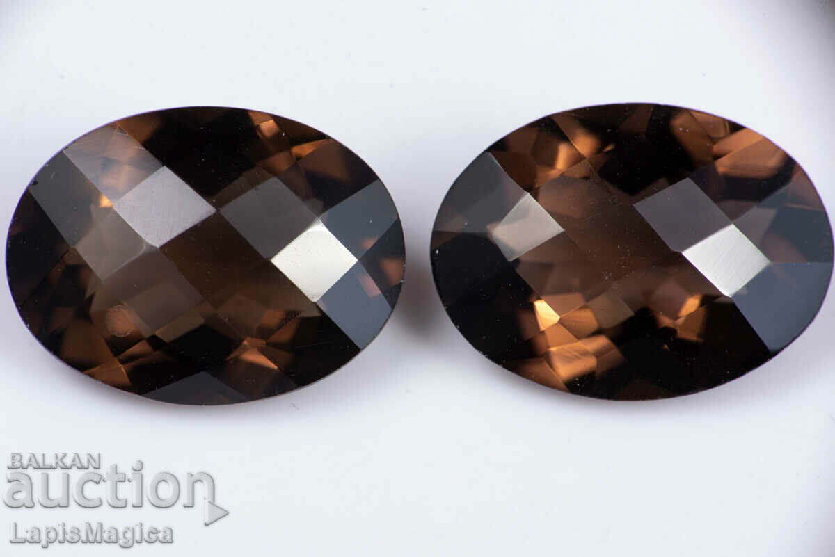 Ζευγάρι Smoky Quartz 15,76ct Oval Cut #2