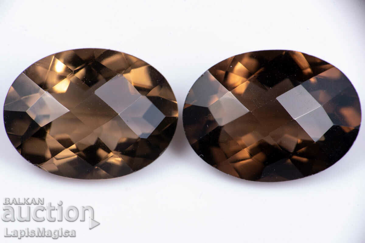 Ζευγάρι Smoky Quartz 15,96ct Oval Cut #3