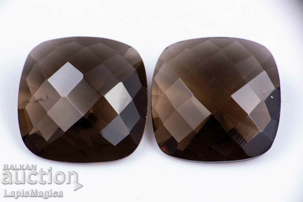 Pair of smoky quartz 15.43ct cushioon cut #4