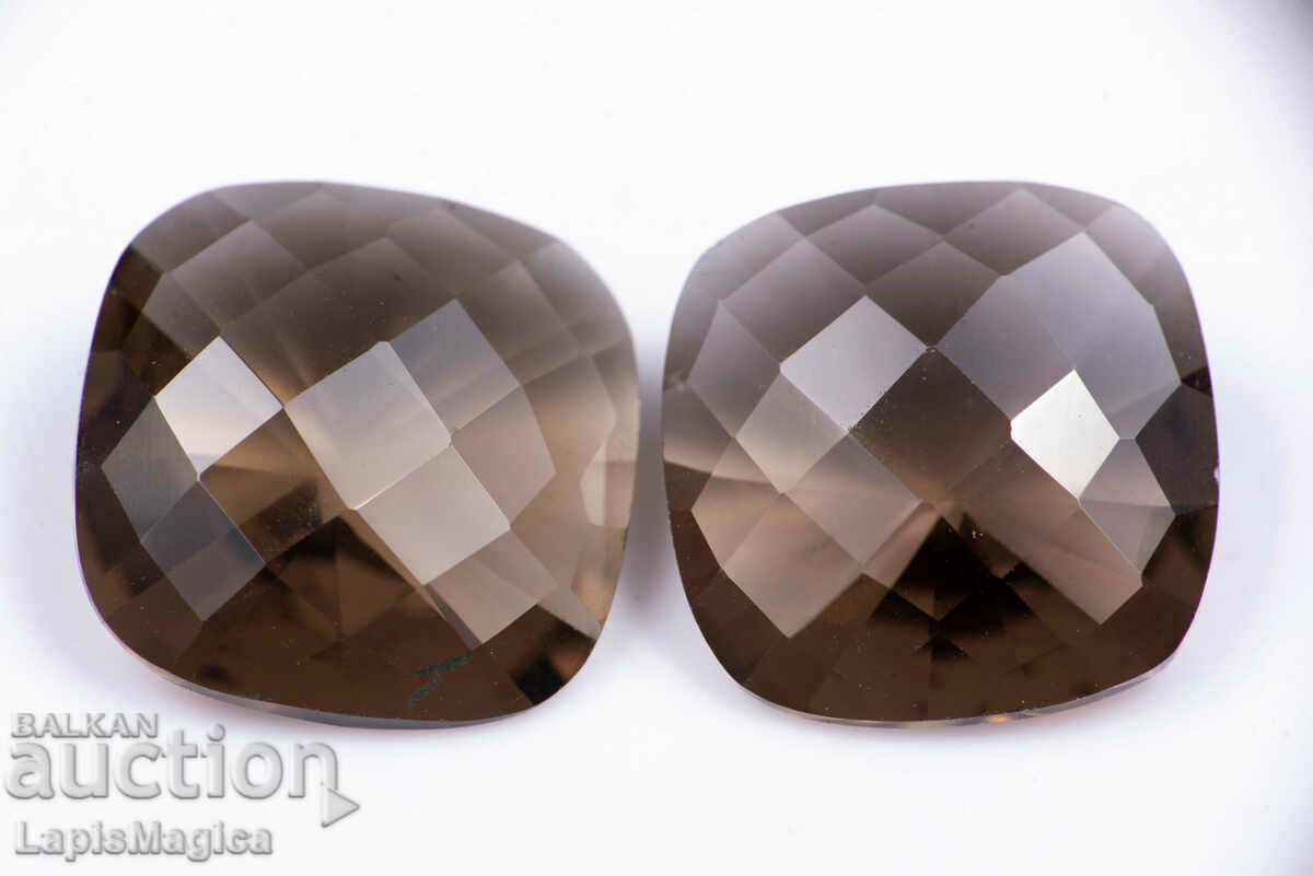 Pair of smoky quartz 14.78ct cushioon cut #5