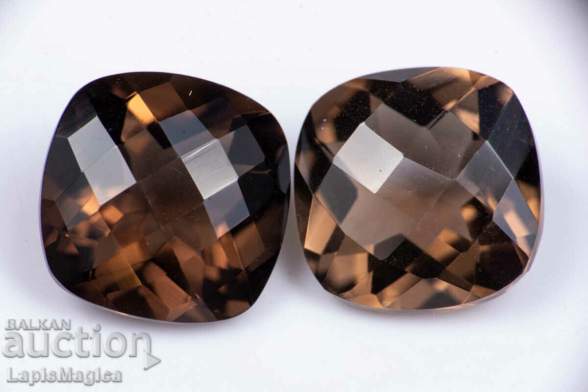 Pair of smoky quartz 19.61ct cushioon cut #6