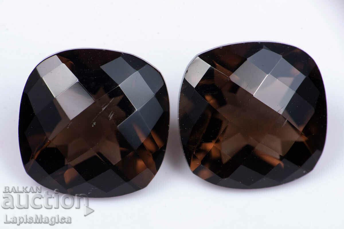 Pair of smoky quartz 15.5ct cushioon cut #7