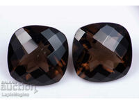 Pair of smoky quartz 15.5ct cushioon cut #7