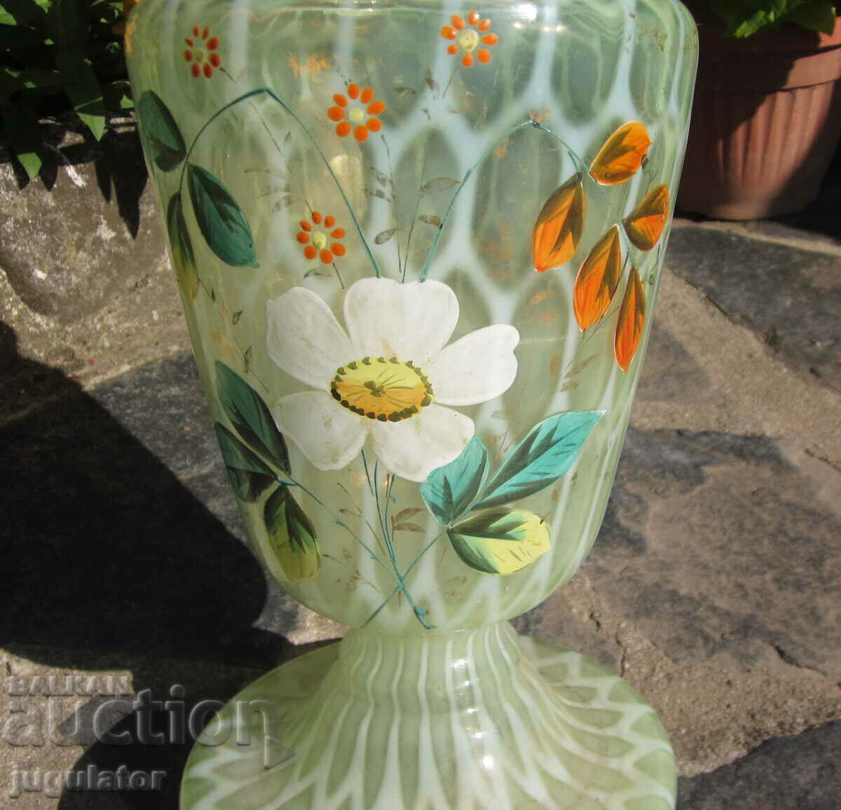 παλιό γυάλινο βάζο ζωγραφισμένο στο χέρι γυαλί Murano - 6