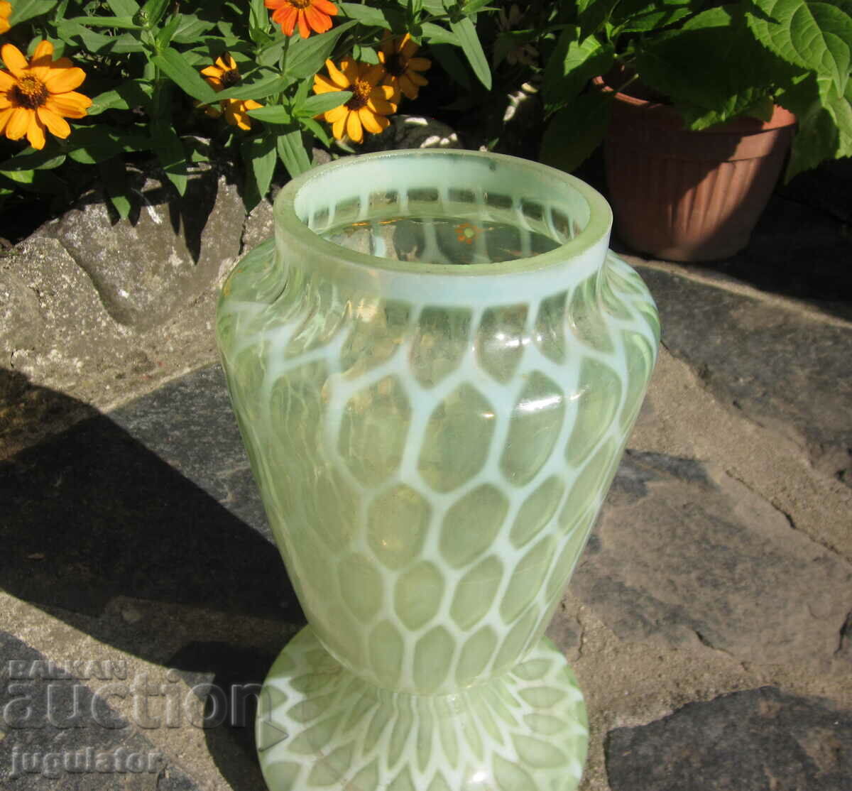 παλιό γυάλινο βάζο ζωγραφισμένο στο χέρι γυαλί Murano - 7