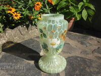 old glass hand painted flower vase Murano glass