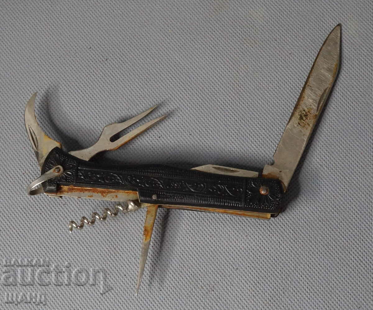 Old Russian Folding Pocket Knife RARE Knife with tools