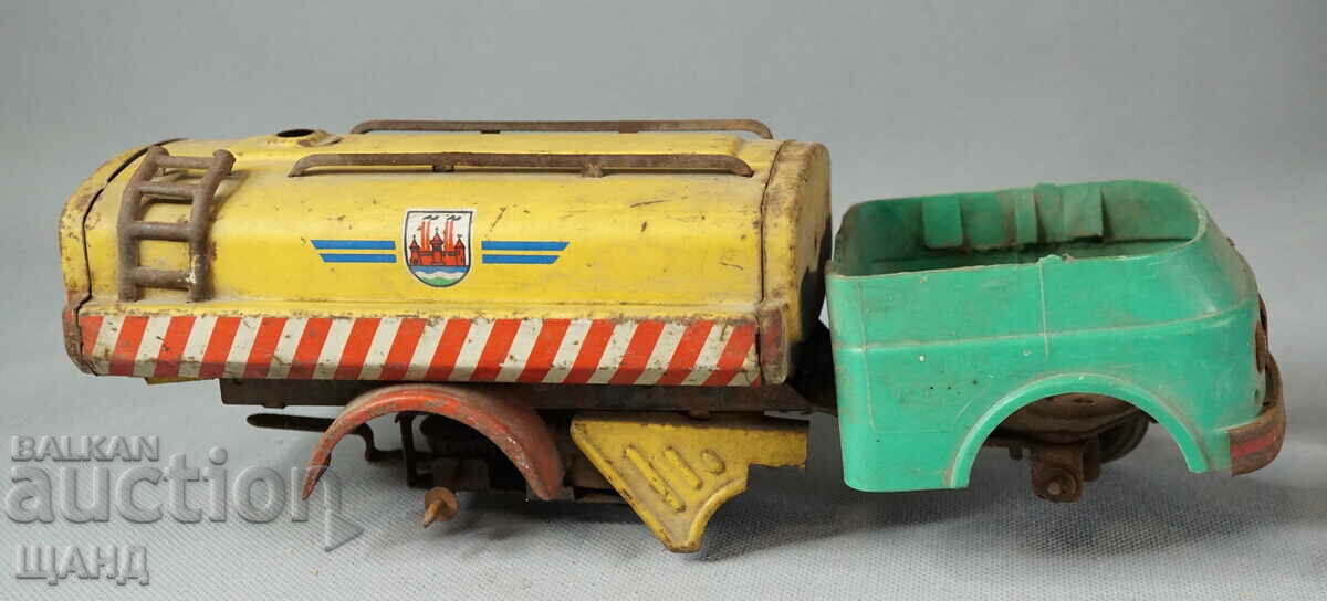 Old German metal toy tank truck model