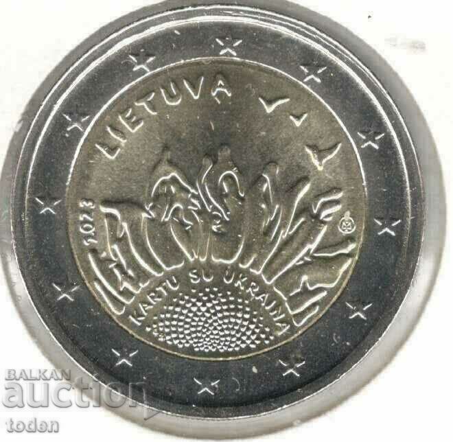 Lithuania-2 Euros-2023 LMК-KM# 282-Together with Ukraine