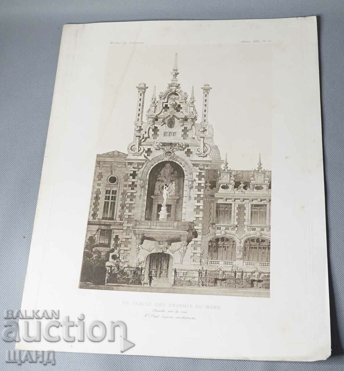 1895 France Architectural lithograph of Chapel Church