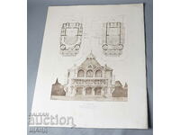 1897 France Architectural lithograph of Theatre