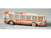 Old Japanese metal sheet metal toy bus model