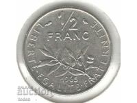 Franța-½ Franc-1965-KM# 931.1-Semnătura „O. Roty”