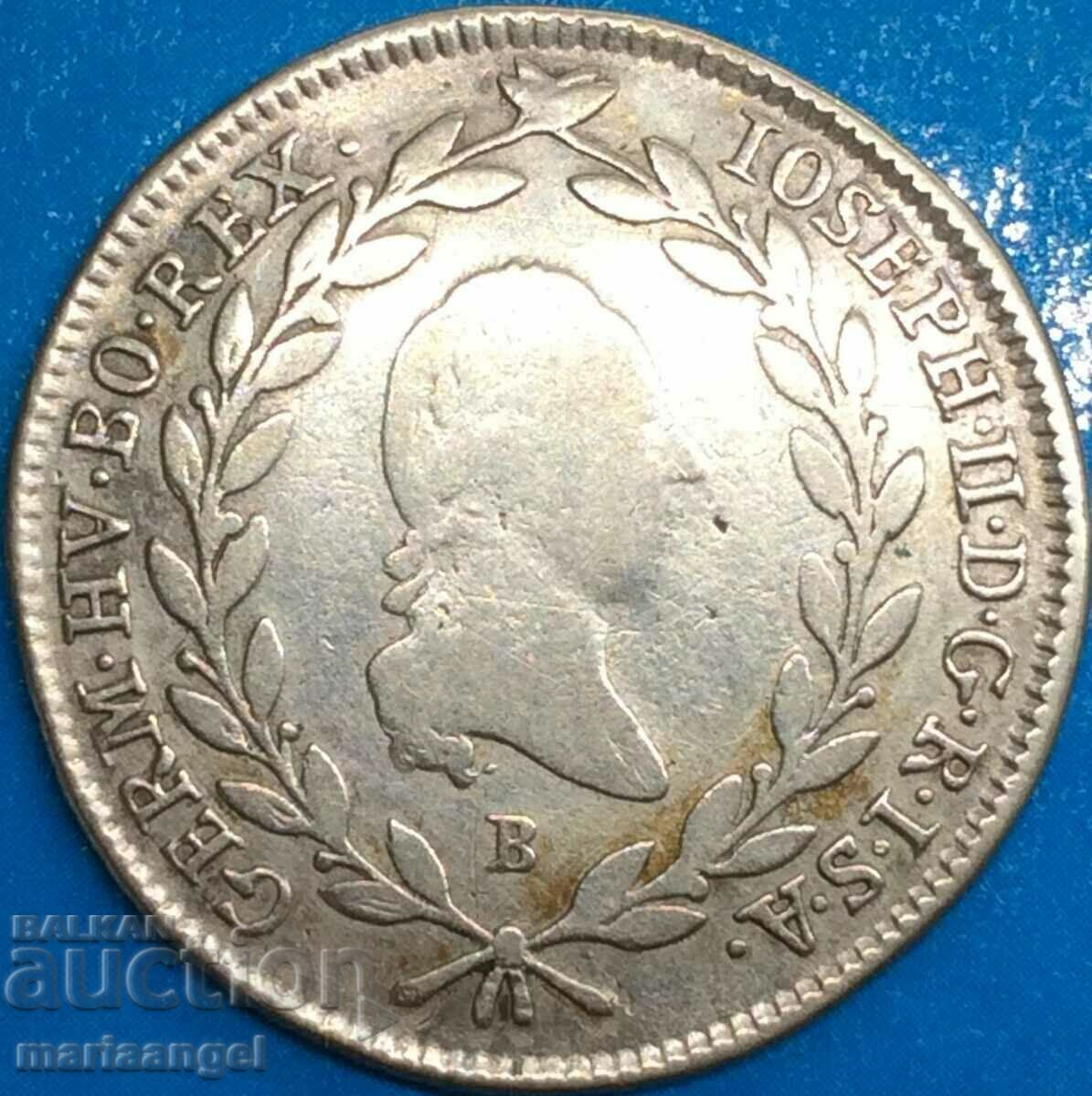 20 Kreuzer 1786 Austria B - Kremnitz Joseph II - destul de rar