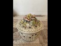 Beautiful Italian porcelain candy box with markings