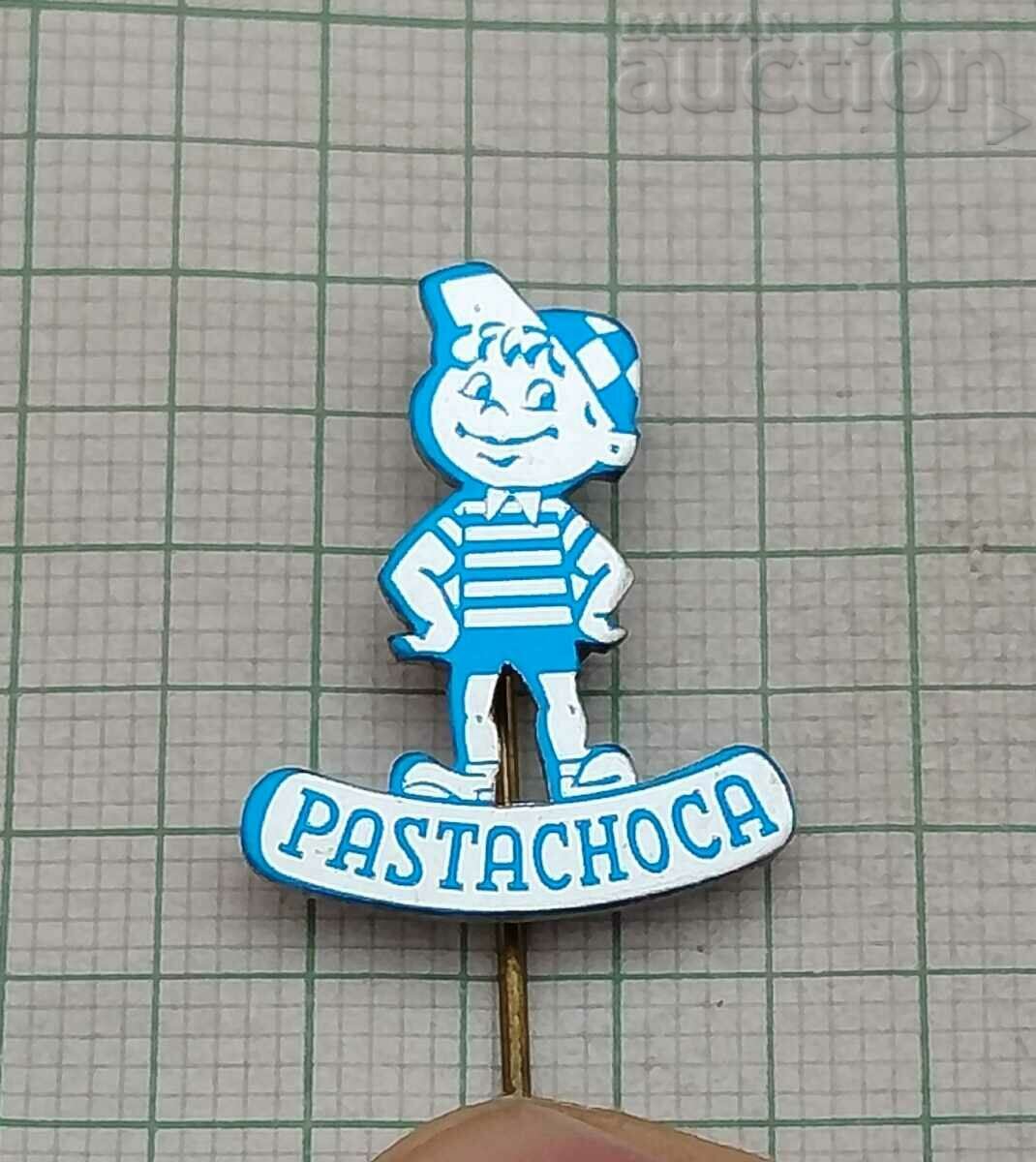 BADGE PUBLICITATE ALIMENTARĂ PASTACHOCA ALBASTRĂ