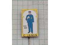 C. JAMIN POSTAL OFFICER ADVERTISING BADGE