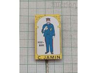 C. JAMIN POSTAL OFFICER ADVERTISING BADGE