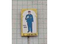 POSTAL OFFICER C. JAMIN ADVERTISING BADGE