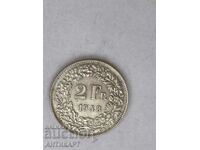 silver coin 2 francs Switzerland 1948 silver