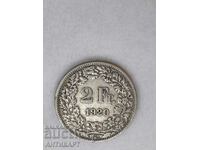 silver coin 2 francs Switzerland 1920 silver